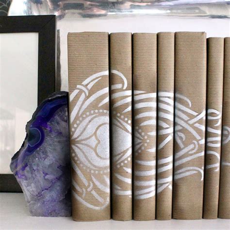Stenciled Book Spine Art Stencil Projects Stencil Crafts Stencil Diy