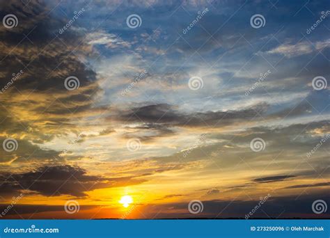 Sunset Sky With Multicolor Clouds Dramatic Twilight Sky Background