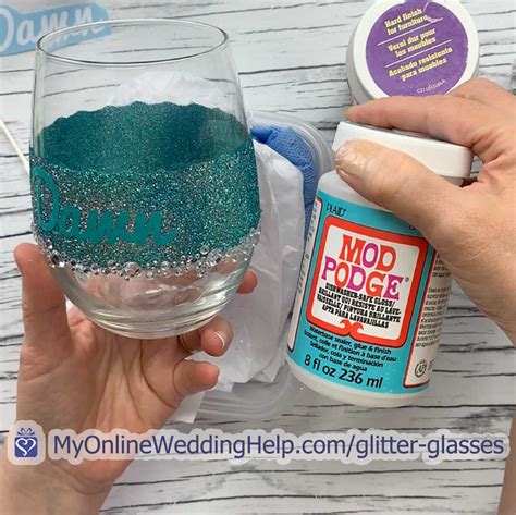 Diy Personalized Glitter Wine Glasses 5 Steps My Online Wedding Help Wedding Planning Tips