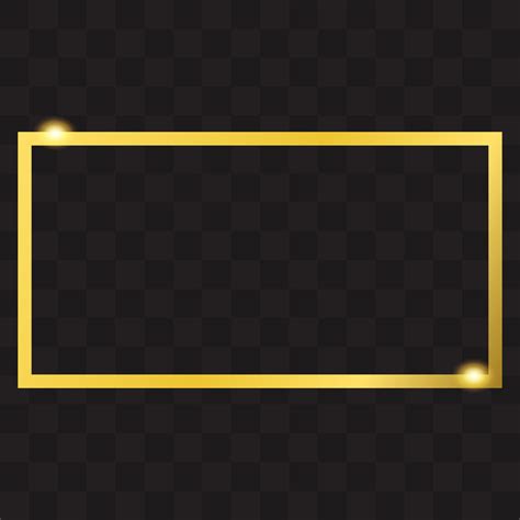 Gold Shiny Rectangle Border On Black Transparent Background Golden Rectangle Frame With Sparkle