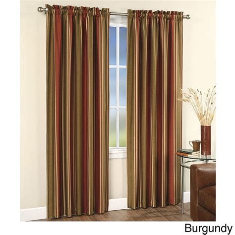 Faux Silk Stripe Rod Pocket 84 Inch Curtain Panel Pair 42 X 84 Sage