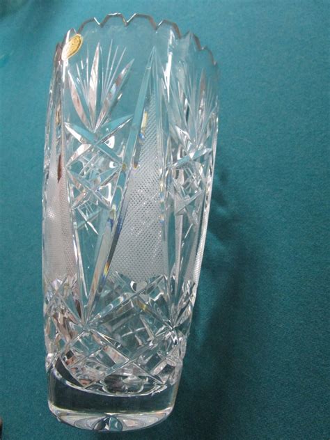 Czechoslovakian Bohemian Crystal Cut Vase 8 Tall Gorgeous [a 5 Ebay