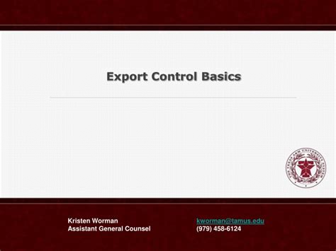 Ppt Export Control Basics Powerpoint Presentation Free Download Id