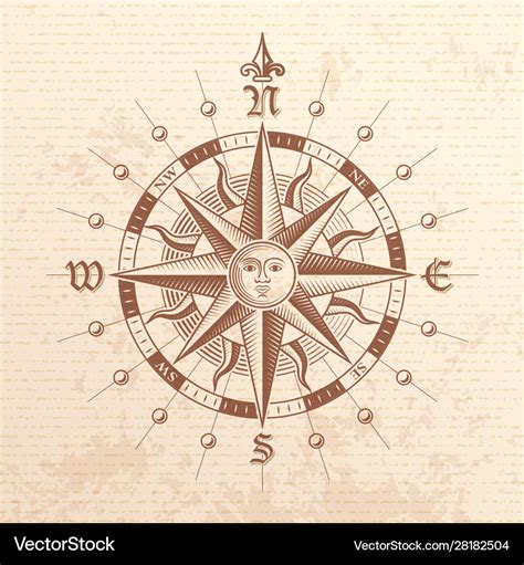 Compass Rose Vector Illustration In Flat Design Compass Rose Vector