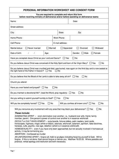 Personal Information Worksheet Form Fill Online Printable Fillable