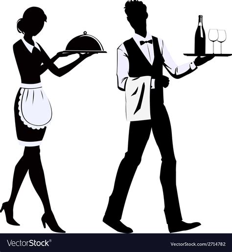 Silhouette Waiters Royalty Free Vector Image Vectorstock