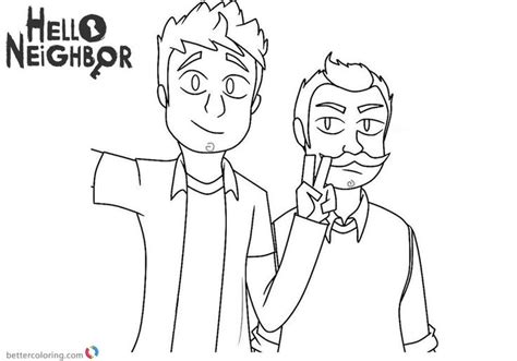 Really enjoying climbing through that backyard window? hello neighbor coloring pages the player nicky and mr ...