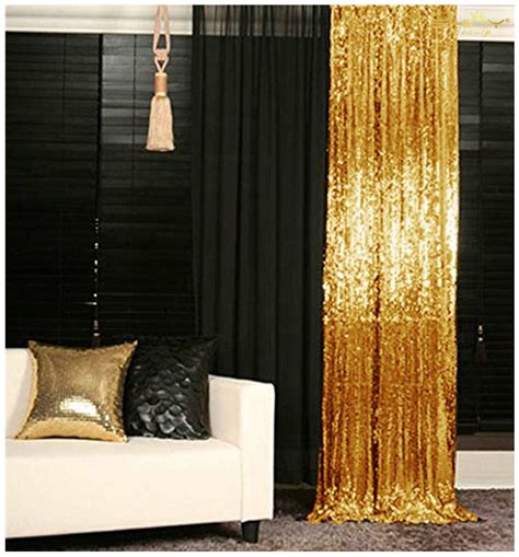 Buy Sequin Backdrop 4x10ft Shiny Gold Sequin Curtains 2 Panels Glitter