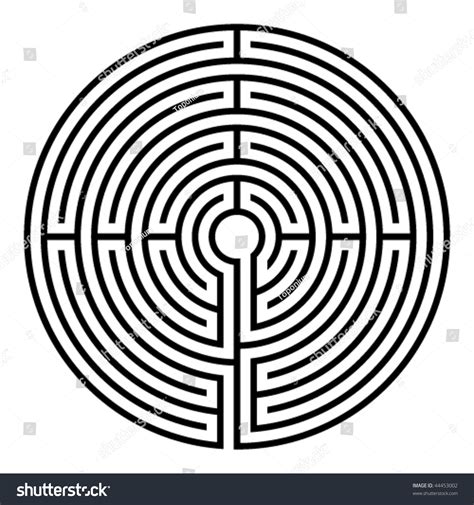 Simple Black Circular Labyrinth On White Stock Vector 44453002