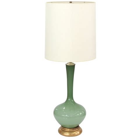 Large Swedish Handblown Green Glass Table Lamp For Sale At 1stdibs
