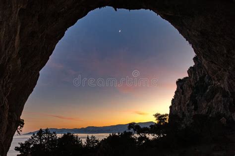 Millenium Cave In A Limestone Cliff In Cala Gonone Sardinia Stock Photo