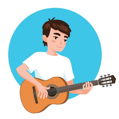 Teenage Boy Playing Guitar Illustrations Royalty Free Vector Graphics