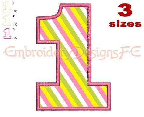 Number 1 Applique 3 Sizes Machine Embroidery Design File Machine