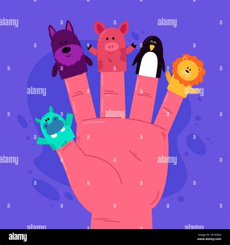 Cartoon Finger Puppet Set Vector Illustration Stock Vector Image And Art