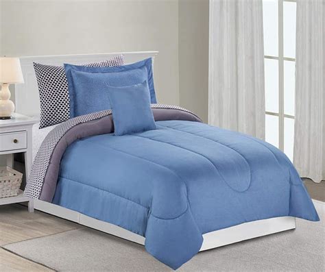 Just Home Solid Blue And Gray Twin 6 Piece Comforter Set Big Lots