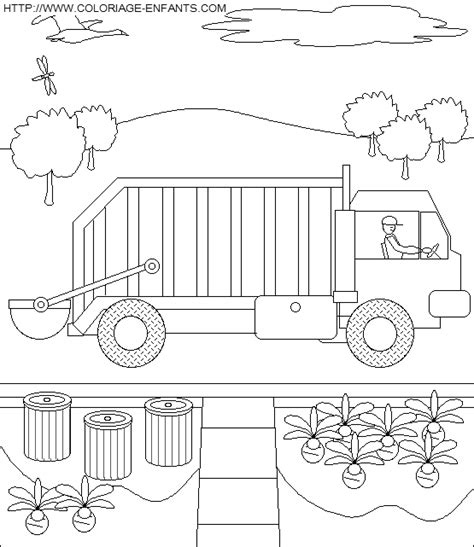 Coloriage camion de poubelle, déjà 6513 fois imprimés