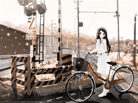 Long Hair Dark Hair Kantoku Women With Bicycles Dark Eyes Standing