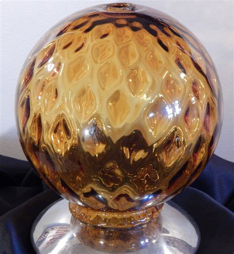 Antique Large Quilted Amber Glass Round Globe Lamp Shade Etsy Globe Lamps Amber Glass Lamp