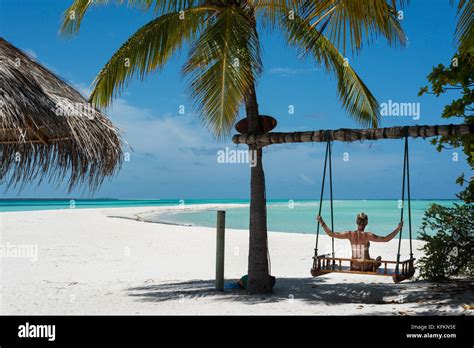 Beach Swing Maldives Stock Photo Alamy