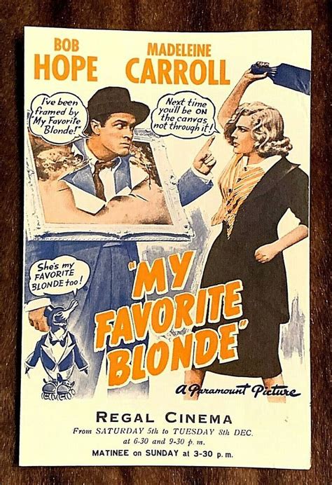my favorite blonde 1942 original movie herald bob hope madeleine in 2021 original movie