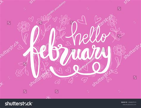Hello February Hand Lettering Stock Vector Royalty Free 1286887810