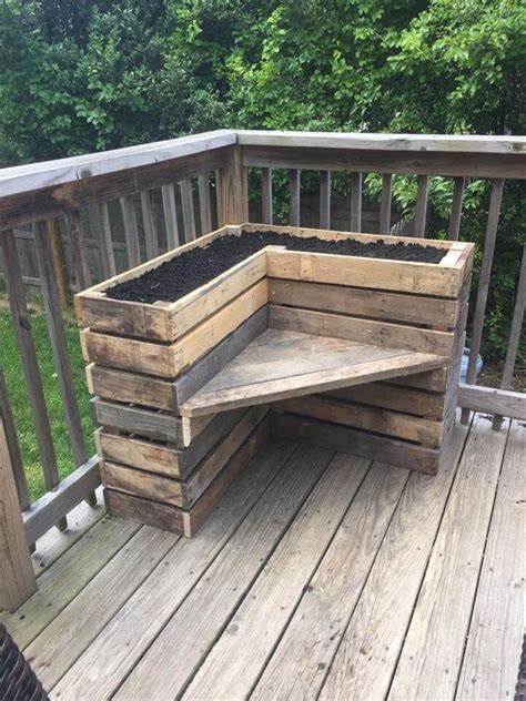 Our buddy bench is more than just a seating solution. DIY Pallet Bench with Flower Box for Corner - Pallets Pro