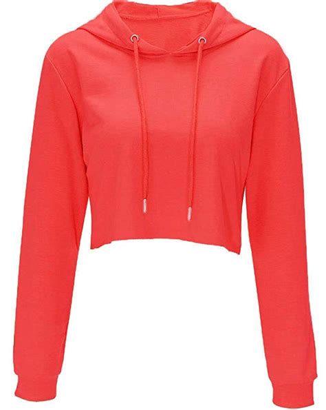 Moxeay Women S Long Sleeve Crop Top Hoodie Workout Cropped Hoodie Pullover Sweatshirt At Amazon
