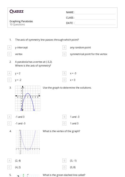 50 Graphing Parabolas Worksheets For 12th Grade On Quizizz Free