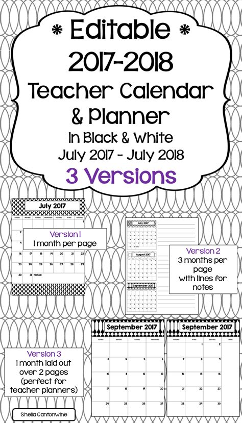 30 free printable july 2021 calendars with holidays. 2020-2021 Calendar Printable and Editable with FREE Updates in Black and White | Teacher ...