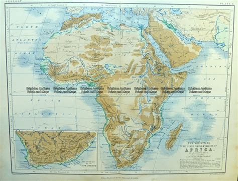 Antique Map 40 15 Africa Topographical C1890 Brighton Antique
