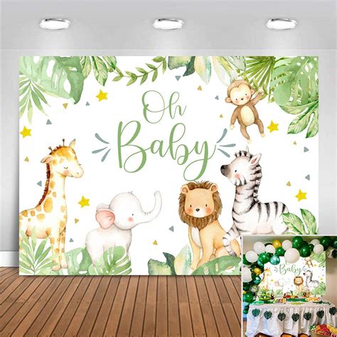 Buy Moca Boy Safari Baby Shower Backdrop Oh Baby Jungle Animals