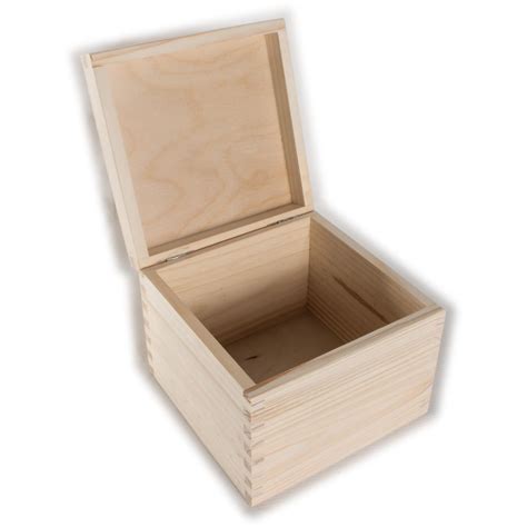 Square Wooden Lid Boxes Plain Pine For Craft Keepsake Trinket