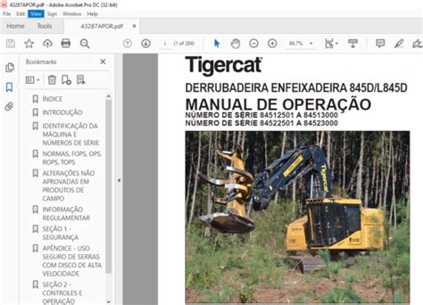Tigercat DERRUBADEIRA ENFEIXADEIRA 845D L845D MANUAL DE OPERAÇÃO PDF