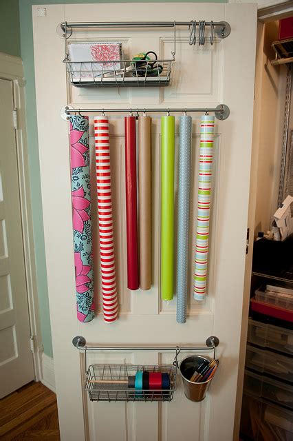 You can store bath products to reduce clutter on your counter, leaving you with a space that is tidy and clean. 33 Ways To Organize Your Gift Wrapping Essentials