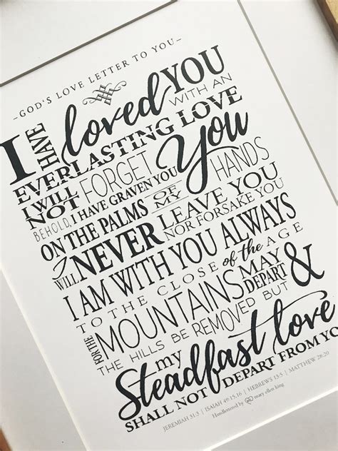 Hand Lettered Gods Love Letter To You Print Jeremiah 31 Isaiah 49