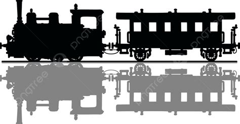 A Classic Steam Locomotive Depicted In Dark Silhouette Vector Railways