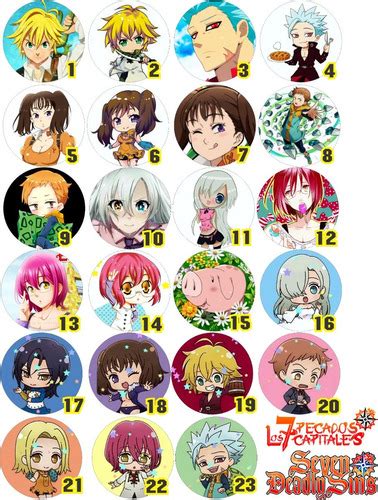 7 Pecados Capitales Pins Botones Nanatsu No Taizai Anime Mercadolibre