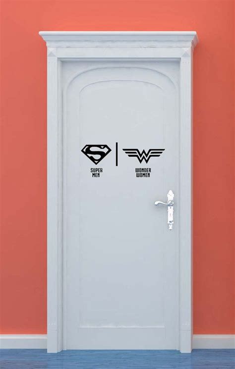 Bathroom Restrooms Sign Men Women Superman Wonder Woman