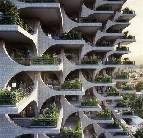 Cascading Brick Arches Feature In Pendas Residential Tower In Tel Aviv