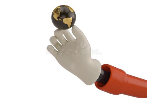 Hand With Globe Isolated On White Background 3d Render 3d