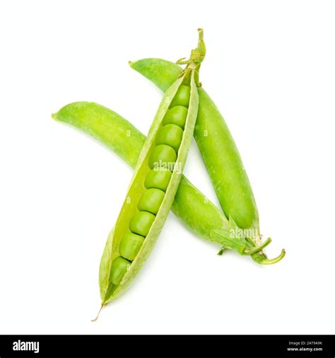 Green Pea Pods Isolated On White Background Stock Photo Alamy