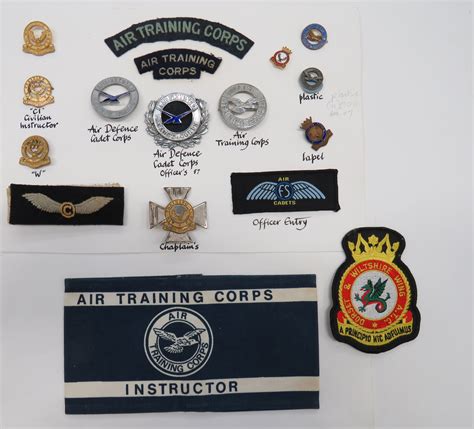 Small Selection Of Air Training Corps Badgesincluding Plated And Gilt