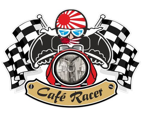 Motorcycle riders club emblem set. Retro CAFE RACER Ton Up Club Design With Rising Sun Flag Motif For Japanese Bike External Vinyl ...