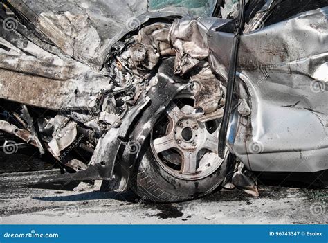 Damaged Vehicle Close Up After Car Crash Stock Image Image Of