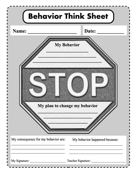 Lakeview Mypbis Classroom Management Think Sheets Think Sheet