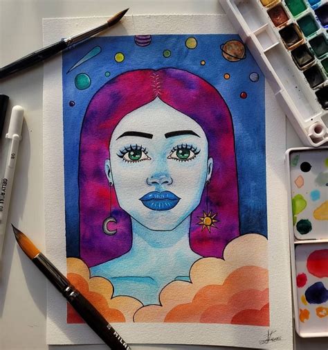 Artstation Galaxy Girl Watercolor