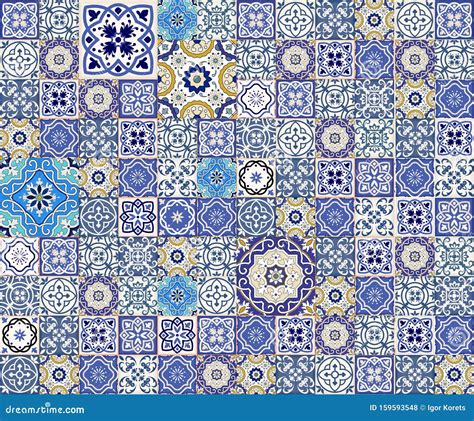 Gorgeous Seamless Pattern White Colorful Moroccan Portuguese Tiles
