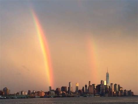 Double Rainbow Yesterday Over Manhattan New York Skyline Skyline Nyc