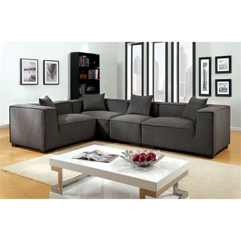 Furniture Of America Boyett Sectional Sofa With Pillows Idf 6037gy
