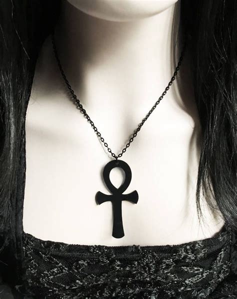Black Ankh Necklace Large Gothic Vampire Ankh Pendant Etsy Gothic